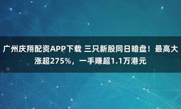 广州庆翔配资APP下载 三只新股同日暗盘!最高大涨超275%,一手赚超1.1万港元